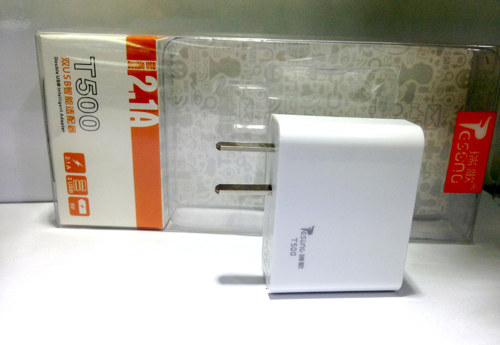 【瑞歌 旅行充电器 国规 足2.1A 双USB T500】价格_厂家_图片