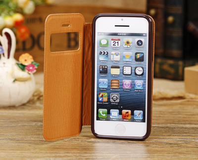 【苹果iPhone5C 疯马纹开窗皮套 苹果手机皮套左右翻 手机保护壳】价格,厂家,图片,手机保护套/保护壳,深圳市福田区远望数码商城震轩屹通讯产品商行-